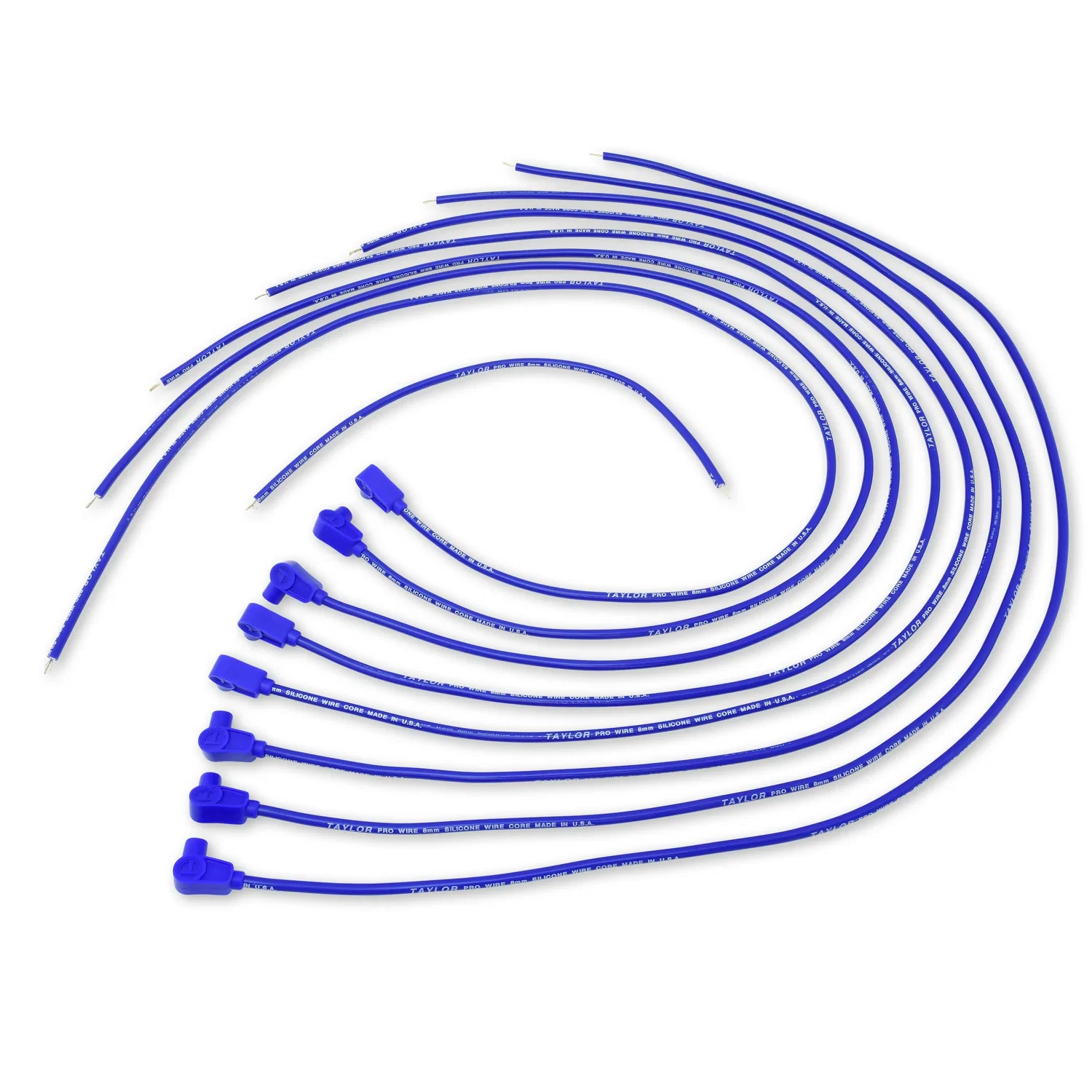 Spark Plug Wire Set Universal 8mm Silicone 90_ 0 ohm_ft Prowire Solid Blue 70660